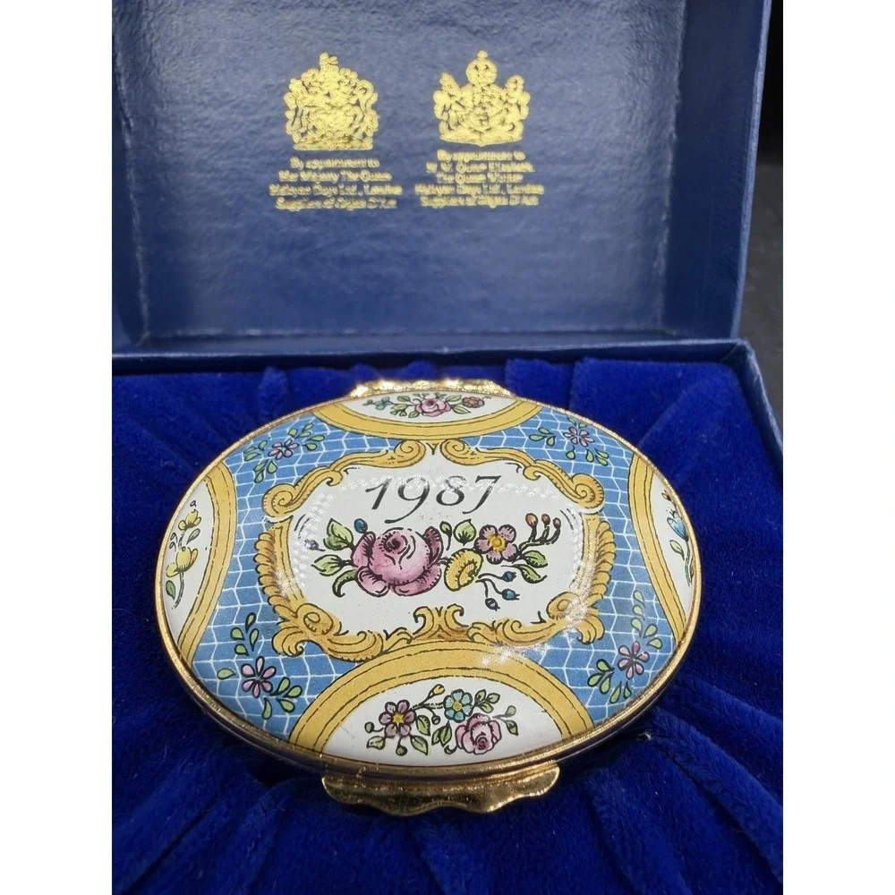 ✨📅 Halcyon Days Enamels 1987 Trinket Box – Vintage Collectible 📅✨